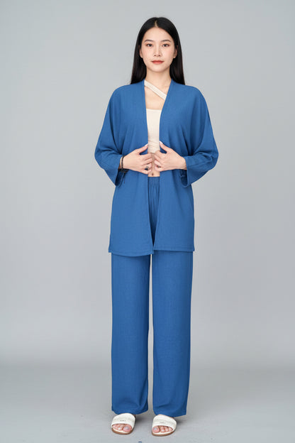 Set Veror 3-Pjesësh Blu Denim me Stil Minimalist