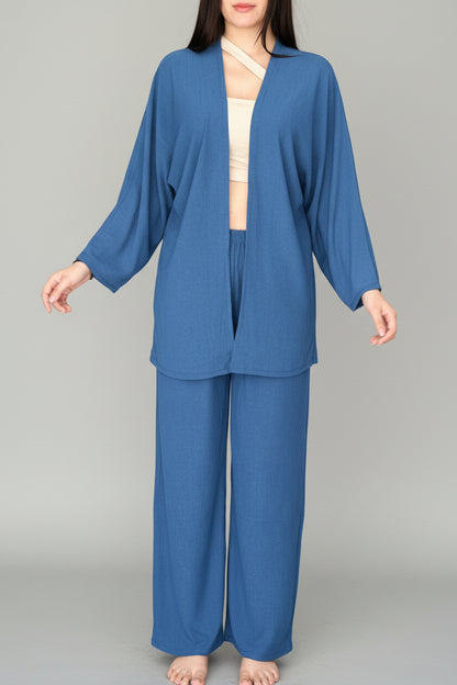 Set Veror 3-Pjesësh Blu Denim me Stil Minimalist