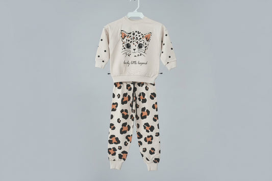 Kostum pambuku për vajza me dizajn leopardi