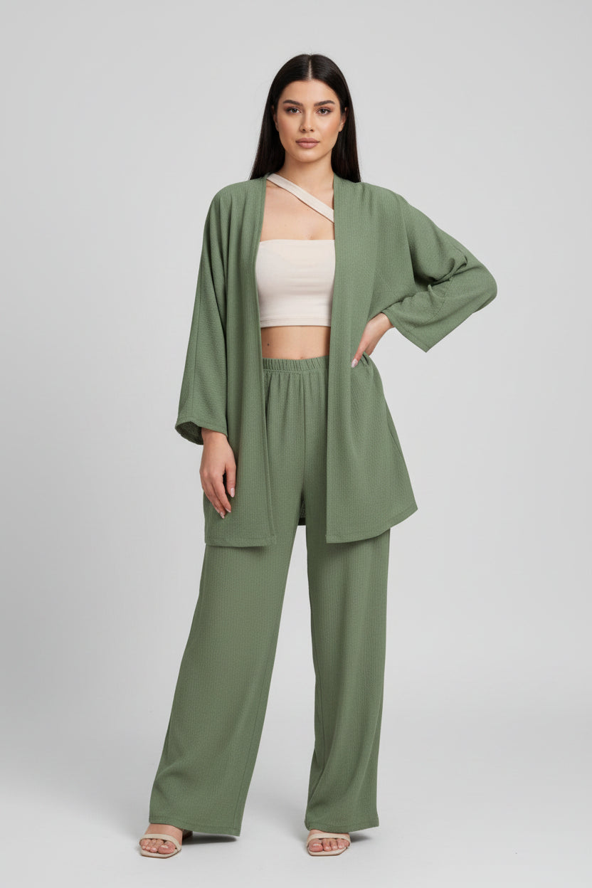 Set Elegant Veror 2-Pjesësh në Ngjyrë Jeshile Ushtarake