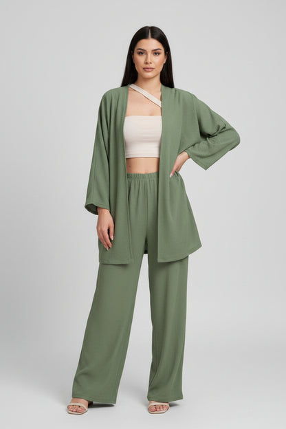 Set Elegant Veror 2-Pjesësh në Ngjyrë Jeshile Ushtarake