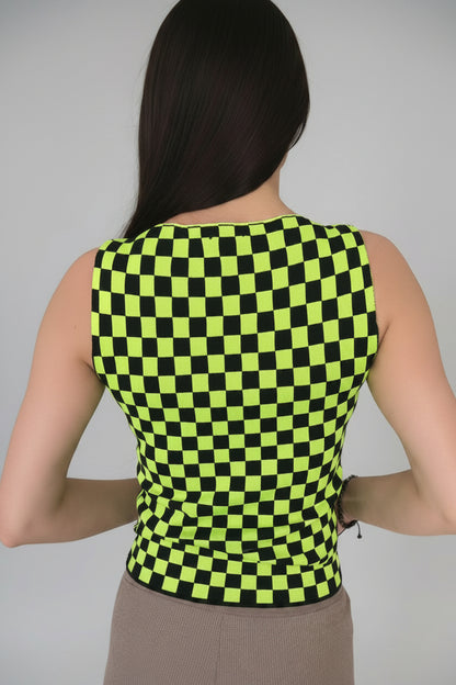 Top Pa Mëngë me Print Shahu Neon – Stil Trendy